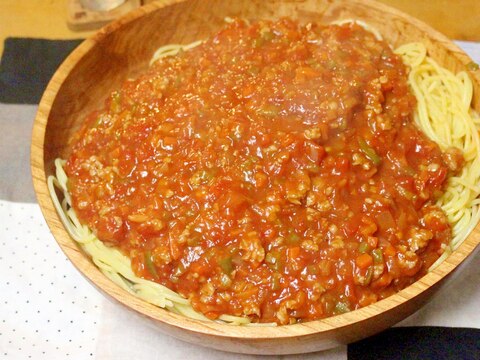 【節約レシピ】野菜たっぷり豚ミートソーススパゲティ
